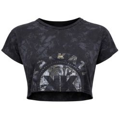 Top treningowy damski Gymshark KK Twins Raw Crop Top. Czarne topy Gymshark, bez wzorów, bez kołnierzyka, bez ramiączek. Za 109.99 zł.