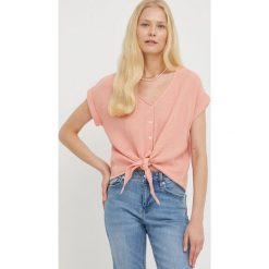 Mustang koszula bawełniana damska kolor pomarańczowy. Brązowe koszule Mustang, bez wzorów, z bawełny, bez kołnierzyka, bez ramiączek. Za 149.99 zł.