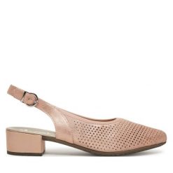 Czółenka Rieker. Czerwone czółenka Rieker, bez wzorów, bez obcasa, bez zapięcia. Za 271.99 zł.