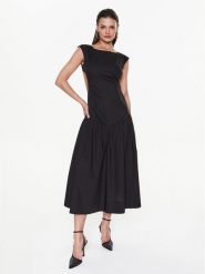 Pinko Sukienka koktajlowa Ambiguo 100998 Y6VW Czarny Regular Fit. Czarne sukienki Pinko, bez wzorów, z bawełny, wizytowe, bez kołnierzyka, bez ramiączek. Za 539.99 zł.