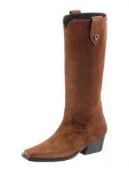 Heine Skórzane kozaki w kolorze jasnobrązowym rozmiar: 38. Brązowe kozaki Heine, na zimę, bez wzorów, bez obcasa, bez zapięcia. Za 87.40 zł.