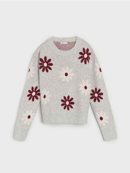 Sweter ze wzorem w kwiaty - wielobarwny. Swetry Sinsay, l, bez wzorów, bez ramiączek. Za 69.99 zł.