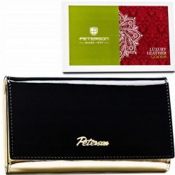 Portfel damski Peterson PTN 1N-466 czarny. Czarne portfele Peterson, bez wzorów, z lakierowanej skóry. Za 129.99 zł.