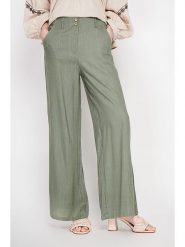 Le Jardin du Lin Lniane spodnie w kolorze khaki rozmiar: 40. Brązowe spodnie materiałowe Le jardin du lin, bez wzorów, ze lnu, z podwyższonym stanem. Za 130.99 zł.