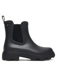 Tommy Hilfiger Kalosze Flag Ankle Warm Lining FW0FW08974 Czarny. Czarne kalosze Tommy Hilfiger, bez wzorów, z kauczuku, bez zapięcia. Za 319.99 zł.