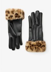 Rękawiczki ze wzorem w panterkę. Czarne rękawiczki bonprix, bez wzorów. Za 84.99 zł.