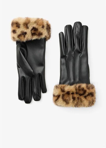 Rękawiczki ze wzorem w panterkę. Czarne rękawiczki bonprix, bez wzorów. Za 84.99 zł.