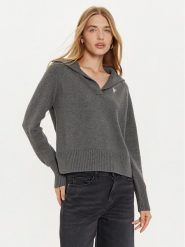 Guess Jeans Sweter W4BR14 Z3HM1 Szary Regular Fit. Szare swetry Guess Jeans, xl, z aplikacjami, z bawełny, bez ramiączek. Za 299.99 zł.