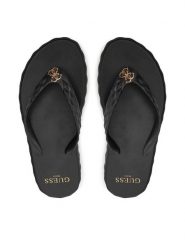 Guess Japonki E4GZ26 BB00F Czarny. Czarne japonki Guess, z aplikacjami, z tworzywa sztucznego. Za 129.99 zł.