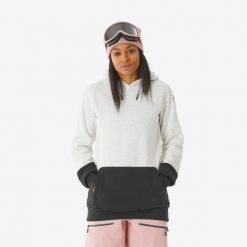 Bluza snowboardowa z kapturem damska Dreamscape zip. Białe bluzy DREAMSCAPE, na zimę, s, bez wzorów, z bawełny, z kapturem, narciarskie. Za 169.99 zł.