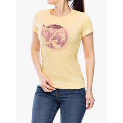 Koszulka lifestylowa damska Fjallraven Arctic Fox Print T-shirt. Żółte t-shirty sportowe Fjällräven, bez wzorów, bez ramiączek. Za 209.99 zł.