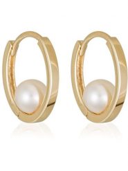OR ÉCLAT Złote kolczyki-kreole "Cerceau" z perłami rozmiar: onesize. Białe kolczyki Or Éclat, z perłą, złote. Za 826.99 zł.