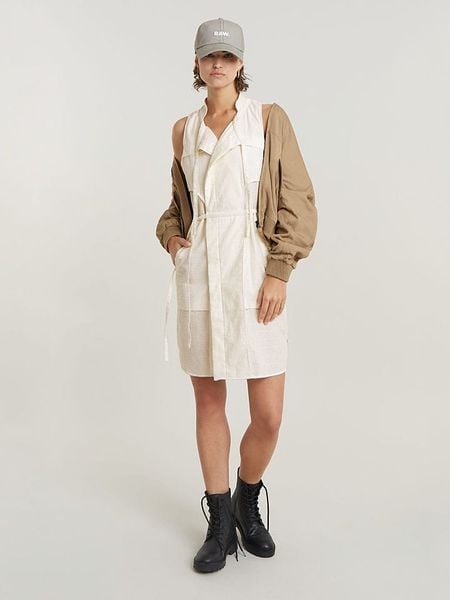 G-Star Sukienka w kolorze białym rozmiar: L. Białe sukienki G-Star, na co dzień, l, bez wzorów, z bawełny, retro, bez kołnierzyka, bez ramiączek, midi, proste. Za 336.61 zł.