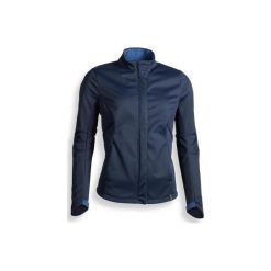Kurtka jeździecka 500 Softshell damska. Niebieskie kurtki FOUGANZA, xl, bez wzorów, z elastanu, bez kaptura, do jazdy konnej. Za 149.99 zł.