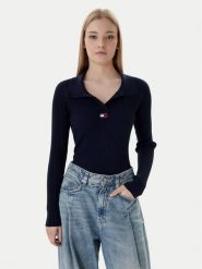 Tommy Jeans Sweter DW0DW22036 Granatowy Slim Fit. Niebieskie swetry Tommy Jeans, xl, bez wzorów, z bawełny, bez ramiączek. Za 369.99 zł.