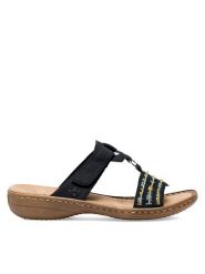 Rieker Klapki 60867-14 Granatowy. Niebieskie klapki Rieker, bez wzorów, z syntetyku, bez obcasa, bez zapięcia. Za 279.99 zł.