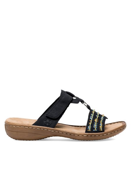 Rieker Klapki 60867-14 Granatowy. Niebieskie klapki Rieker, bez wzorów, z syntetyku, bez obcasa, bez zapięcia. Za 279.99 zł.