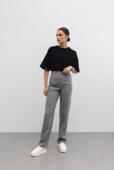 Eleganckie WEŁNIANE spodnie w kolorze SZARYM -VEZELAY-XS. Szare spodnie materiałowe Marsala, bez wzorów, z elastanu, biznesowe. W wyprzedaży za 131.97 zł.