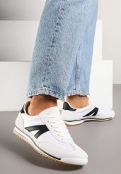 Białe Sneakersy Klasyczne Tenisówki Zdobione Przeszyciami Bortewi. Białe trampki Renee, z aplikacjami, z jeansu, klasyczne, bez zapięcia. W wyprzedaży za 67.99 zł.