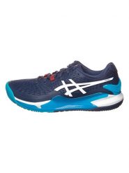 Asics Buty "Resolution 9" w kolorze granatowo-różowym do tenisa rozmiar: 39. Niebieskie buty treningowe ASICS, bez wzorów, bez zapięcia, tenisowe. Za 286.16 zł.