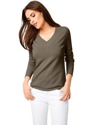 Heine Sweter w kolorze khaki rozmiar: 44. Brązowe swetry Heine, bez wzorów, z bawełny, bez ramiączek. Za 78.99 zł.