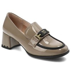 Beżowe Półbuty Artiker Eleganckie Obuwie Damskie. Brązowe półbuty wsuwane Artiker, bez wzorów, z materiału, eleganckie, bez obcasa, na obcasie. Za 215.99 zł.