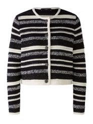 Oui Kardigan w kolorze czarno-białym rozmiar: 34. Białe swetry Oui, bez wzorów, ze splotem, bez ramiączek. Za 217.99 zł.