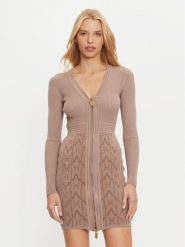 Marciano Guess Sukienka dzianinowa 4BGK91 5661Z Brązowy Slim Fit. Brązowe sukienki Marciano Guess, z aplikacjami, z dzianiny, bez kołnierzyka, bez ramiączek. Za 1,089.00 zł.