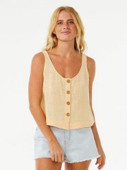 Rip Curl Top w kolorze żółtym rozmiar: L. Żółte topy Rip Curl, l, bez wzorów, z bawełny, bez kołnierzyka, bez ramiączek. Za 79.40 zł.