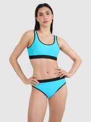 4F Góra od bikini damska - niebieska M. Niebieskie bikini 4f, bez wzorów, z elastanu, eleganckie. W wyprzedaży za 69.99 zł.