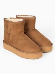 Blackfield Botki zimowe "Princesse" w kolorze jasnobrązowym rozmiar: 38. Brązowe botki Blackfield, bez wzorów, z materiału, z okrągłym noskiem, bez obcasa, na platformie, bez zapięcia. Za 143.56 zł.