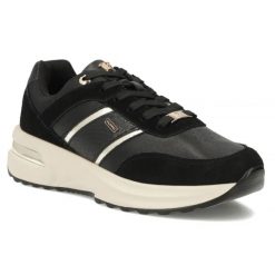 Skórzane półbuty damskie sneakersy czarne Filippo DP7772. Czarne półbuty wsuwane Filippo, bez wzorów, ze skóry, sportowe, bez obcasa. Za 229.99 zł.