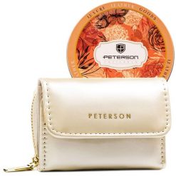 Portfel damski Peterson PTN 011-WEI-PUS beżowy. Brązowe portfele Peterson, bez wzorów, ze skóry ekologicznej. Za 79.99 zł.