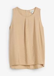Top z lejącego materiału z wiskozą. Brązowe topy bonprix, bez wzorów, z wiskozy, eleganckie, bez kołnierzyka, bez ramiączek. Za 37.99 zł.