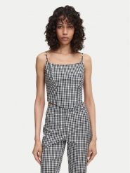 Guess Top W6YH94 W4487 Czarny Slim Fit. Czarne topy Guess, xs, z aplikacjami, z syntetyku, bez kołnierzyka, bez ramiączek. Za 344.99 zł.