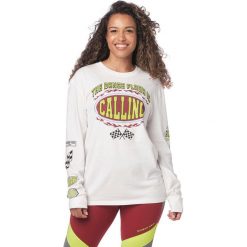 Bluzka sportowa Zumba Wear The Dance Floor Is Calling. Białe t-shirty sportowe ZUMBA WEAR, l, bez wzorów, z bawełny, bez ramiączek, na jogę i pilates. W wyprzedaży za 149.00 zł.