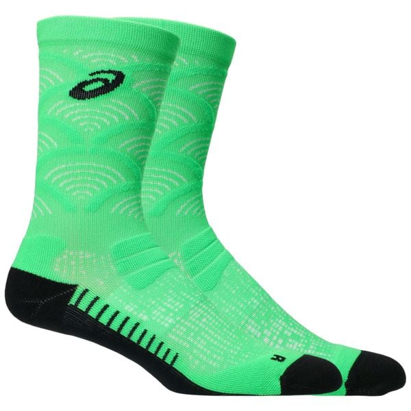 Skarpetki sportowe dla dorosłych Performance Run Crew Sock. Zielone skarpetki ASICS, bez wzorów, z nylonu. Za 79.99 zł.