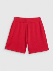 4F Spodenki dresowe damskie - czerwone L. Czerwone szorty 4f, bez wzorów, z dresówki. Za 129.99 zł.