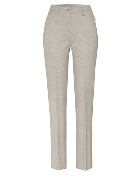 Relaxed by TONI Spodnie w kolorze kremowo-szarym rozmiar: 36. Brązowe spodnie materiałowe Relaxed by TONI, bez wzorów, z materiału, z podwyższonym stanem. Za 136.45 zł.