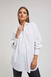 Koszula oversize z ozdobnymi guzikami. Koszule MOODO, m, bez wzorów, z bawełny, bez kołnierzyka, bez ramiączek. W wyprzedaży za 64.99 zł.