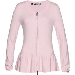 Sweter rozpinany z baskinką bonprix bladoróżowy. Swetry marki INESIS. Za 89.99 zł.