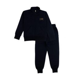 Bluza z pełny zamek błyskawiczny na co dzień. Czarne bluzy LEONE 1947 APPAREL, bez wzorów, z bawełny, bez kaptura, na fitness i siłownię. W wyprzedaży za 134.57 zł.