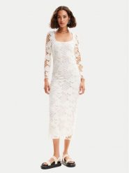 Desigual Sukienka letnia Sandalo 24SWVW50 Biały Slim Fit. Białe sukienki Desigual, xs, bez wzorów, z bawełny, bez kołnierzyka, bez ramiączek. Za 439.99 zł.