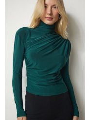 Happiness Istanbul Bluzka w kolorze ciemnozielonym rozmiar: 38. Zielone bluzki Happiness Istanbul, bez wzorów, bez kołnierzyka, bez ramiączek. Za 70.45 zł.