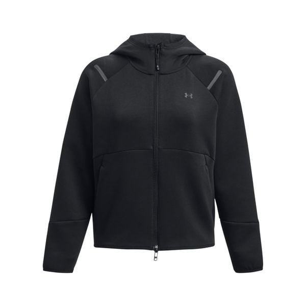 Damska bluza dresowa zapinana na zamek Under Armour Unstoppable Fleece. Czarne bluzy Under Armour, bez wzorów, z dresówki, sportowe, bez ramiączek, bez kaptura. Za 474.00 zł.