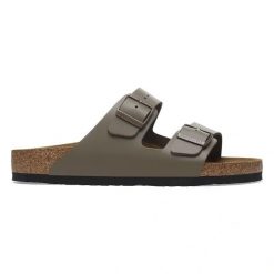 BIRKENSTOCK Arizona NL Concrete Gray Klapki damskie. Szare klapki Birkenstock, bez wzorów, z materiału, klasyczne, z otwartym noskiem, bez obcasa, bez zapięcia. Za 449.99 zł.