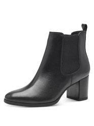Tamaris Skórzane botki w kolorze czarnym rozmiar: 37. Czarne botki Tamaris, bez wzorów, eleganckie, bez obcasa, bez zapięcia. Za 256.09 zł.