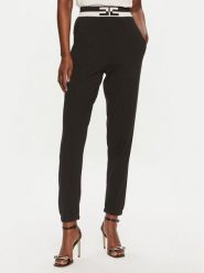 Elisabetta Franchi Spodnie dzianinowe KP-62S-46E2-V330 Czarny Regular Fit. Czarne spodnie materiałowe Elisabetta Franchi, bez wzorów, z dzianiny. Za 1,549.00 zł.