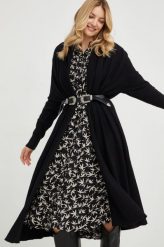 Answear Lab kardigan z wełną damski kolor czarny lekki. Czarne swetry Answear Lab, m, bez wzorów, z dzianiny, bez ramiączek. Za 299.99 zł.