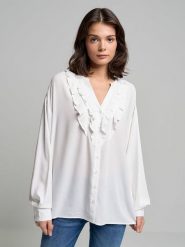 BIG STAR Bluzka w kolorze białym rozmiar: M. Białe bluzki BIG STAR, m, bez wzorów, z wiskozy, retro, bez kołnierzyka, bez ramiączek. Za 99.99 zł.